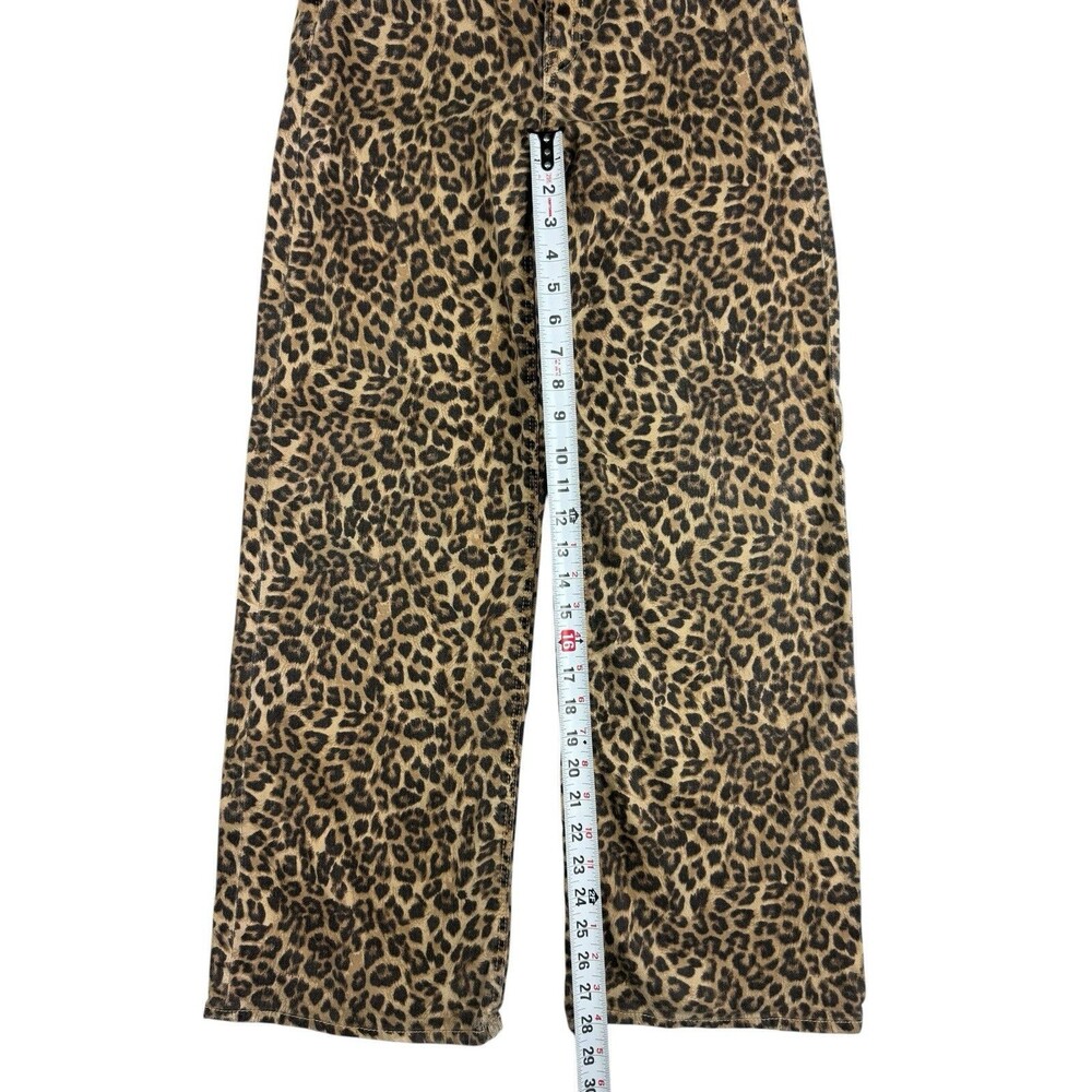 American Eagle Low Rise Baggy Wide Leg Leopard Print Jeans Women’s Size 00 - Picture 8 of 9